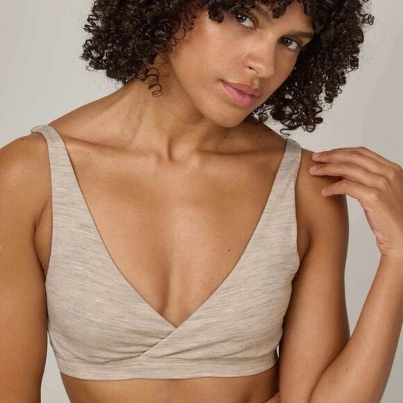 Wool& Size L Roam Convertible Wrap Bra Merino Wool Oatmeal Heather - Picture 1 of 6